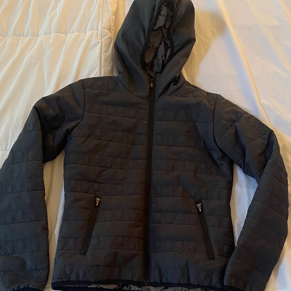 Carrot Gray Patterned Hooded Riding Jacket